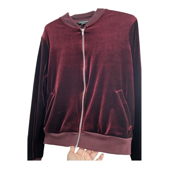 American Apparel Velvet Track Jacket with Pockets Maroon Size Medium - Picture 6 of 15